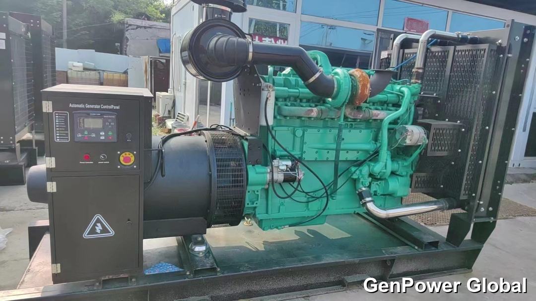 Cummins K19-G4 generating set with its control panel, at our yard in Hebei, China