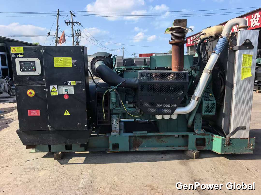 A Volvo Penta powered used generating set at our yard